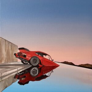 Oil Painting 'Red Porsche' 40cm x 30cm