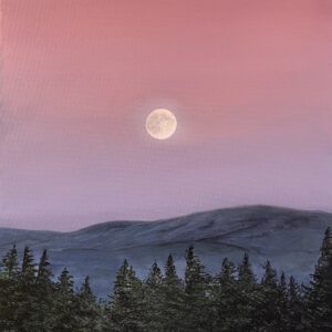 Oil Painting 'Forest Moon' 16 inches x 12 inches