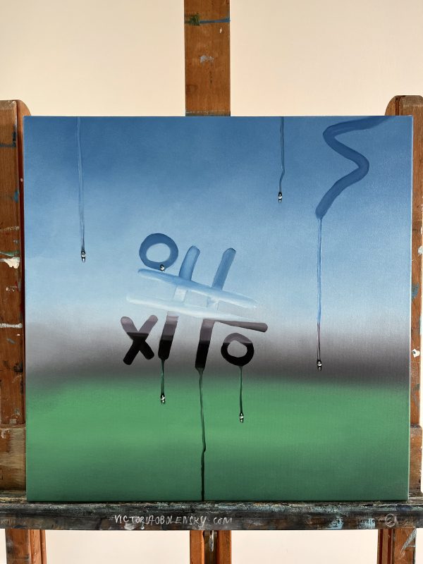 Oil Painting 'Noughts & Crosses' 40cm x 40cm - Image 2