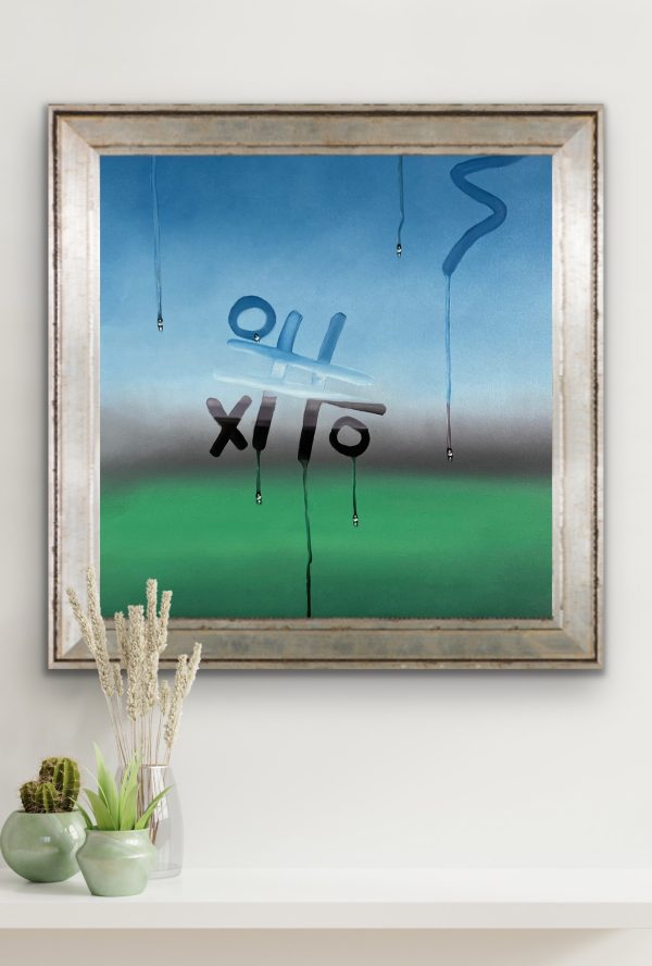 Oil Painting 'Noughts & Crosses' 40cm x 40cm - Image 5