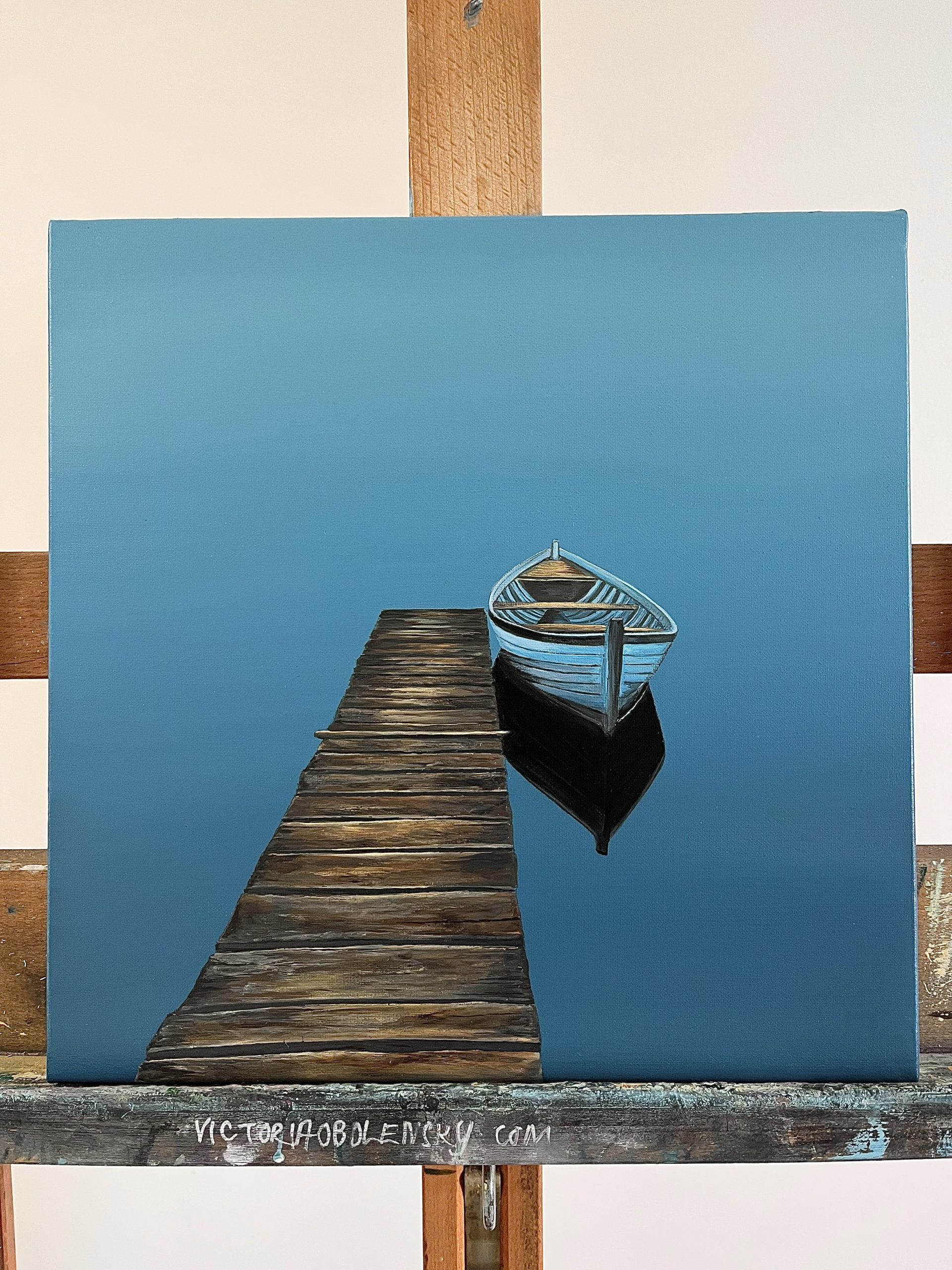 Oil Painting 'Secret Harbour' 30cm x 30cm - Image 2