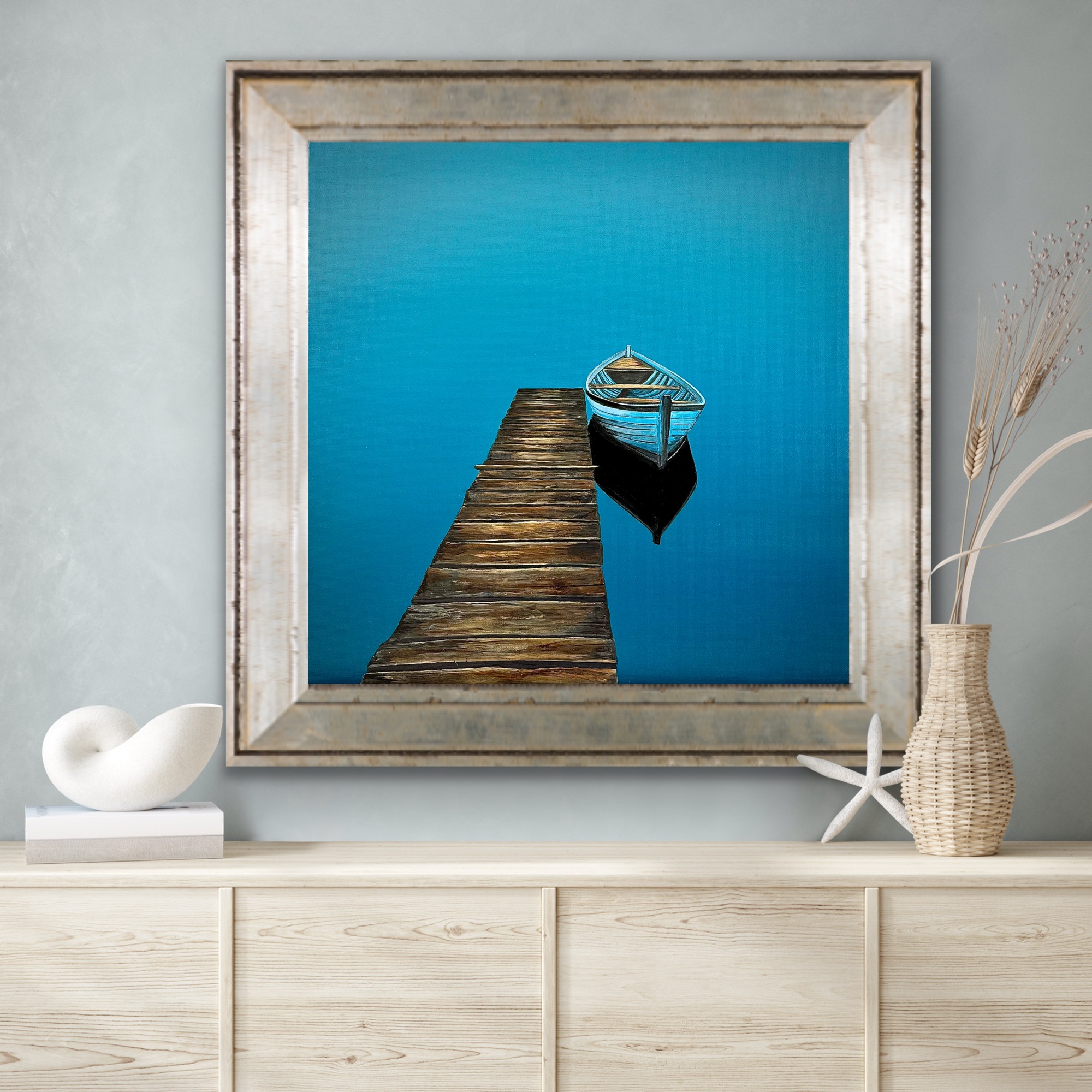 Oil Painting 'Secret Harbour' 30cm x 30cm - Image 5