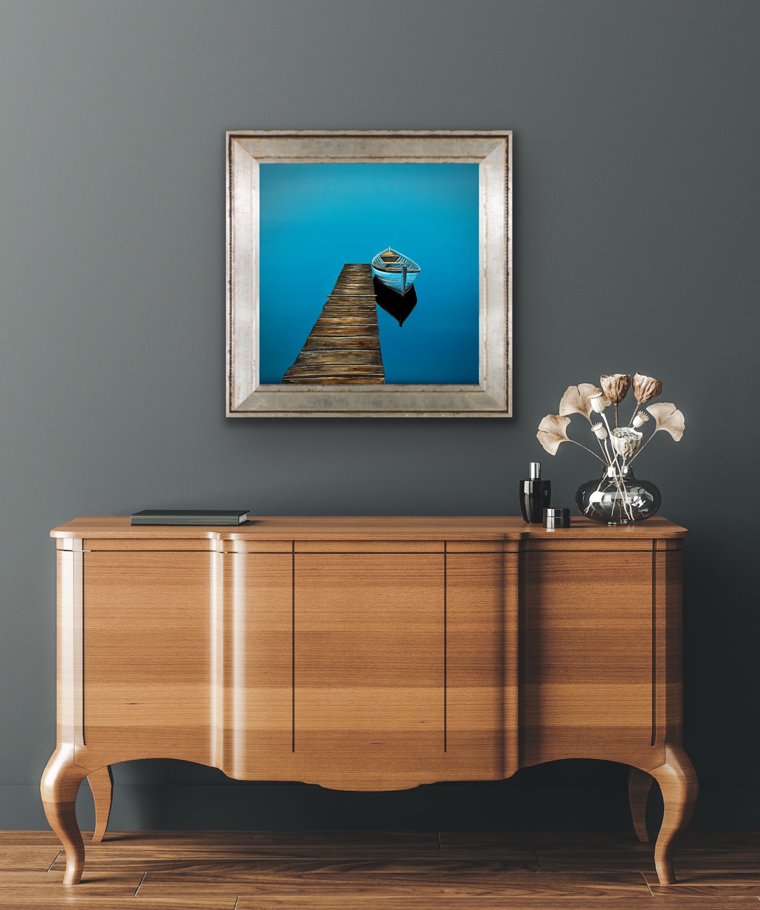 Oil Painting 'Secret Harbour' 30cm x 30cm - Image 2