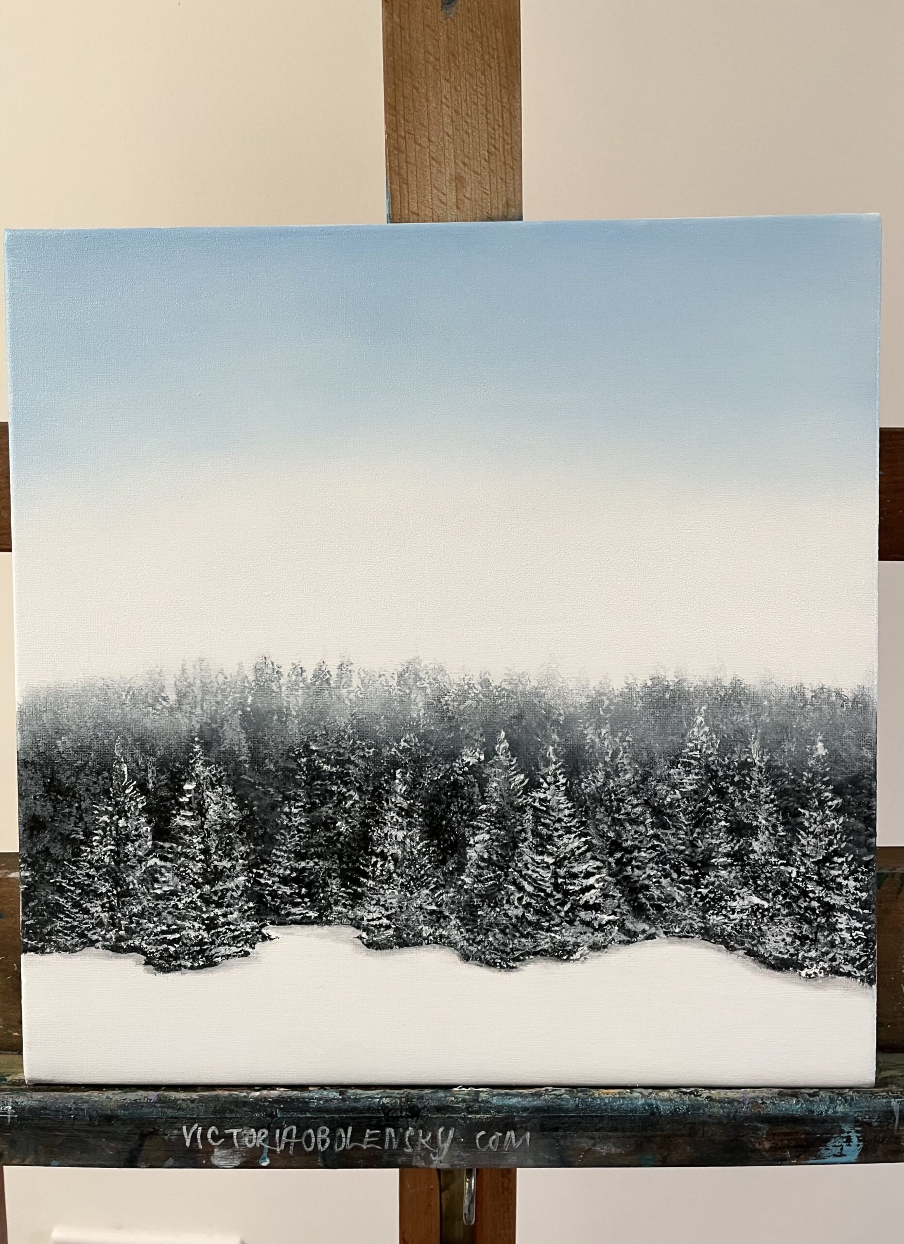 Oil Painting 30cm x 30cm 'Winter' - Image 3