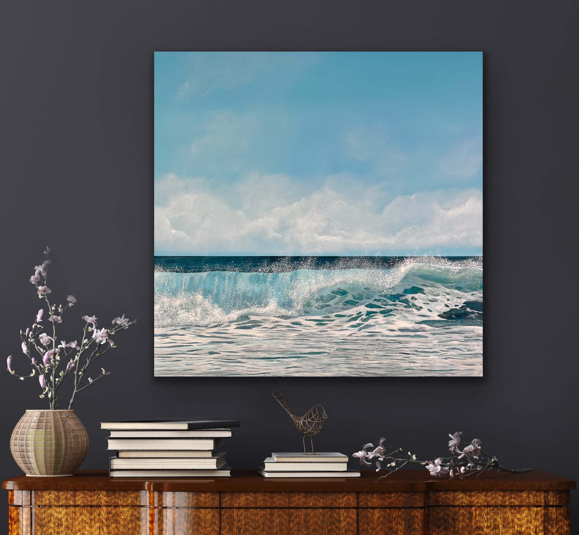 Oil Painting 'Summer' 30cm x 30cm - Image 2
